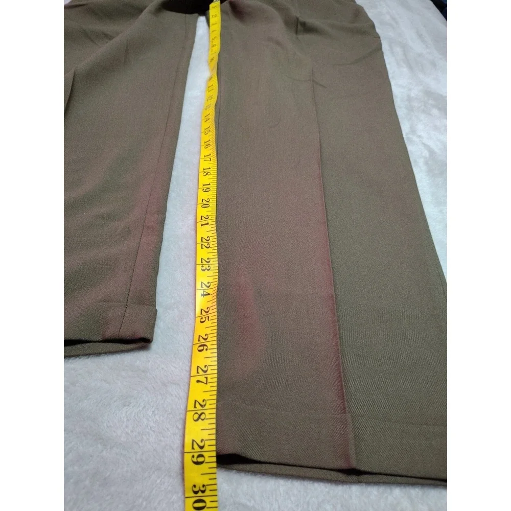 Slates Dress Pants Men 36/29.5 Brown Business Cuffed Pleated Classic Work